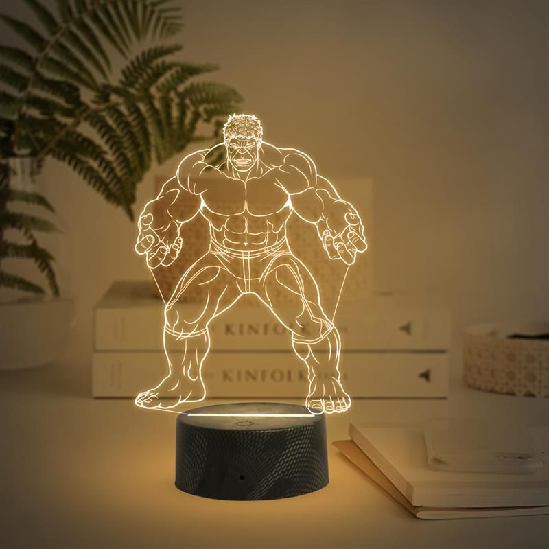 3D Illusion Hulk night lamp with Warm White Light Birthday Gift for Marvel Fans Gift for Avengers Lovers Kids Room Decor